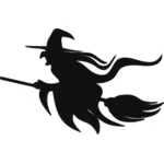 Witch on broomstick silhouette